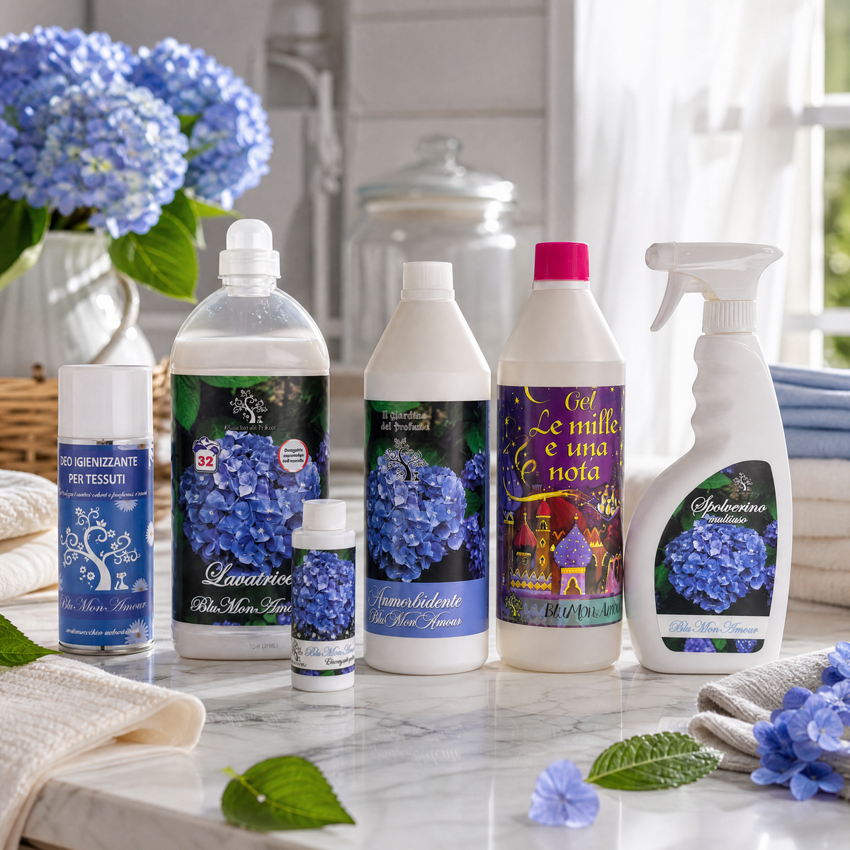 Kit Pulizia Casa e Bucato Blu Mon Amour – 6 Prodotti
