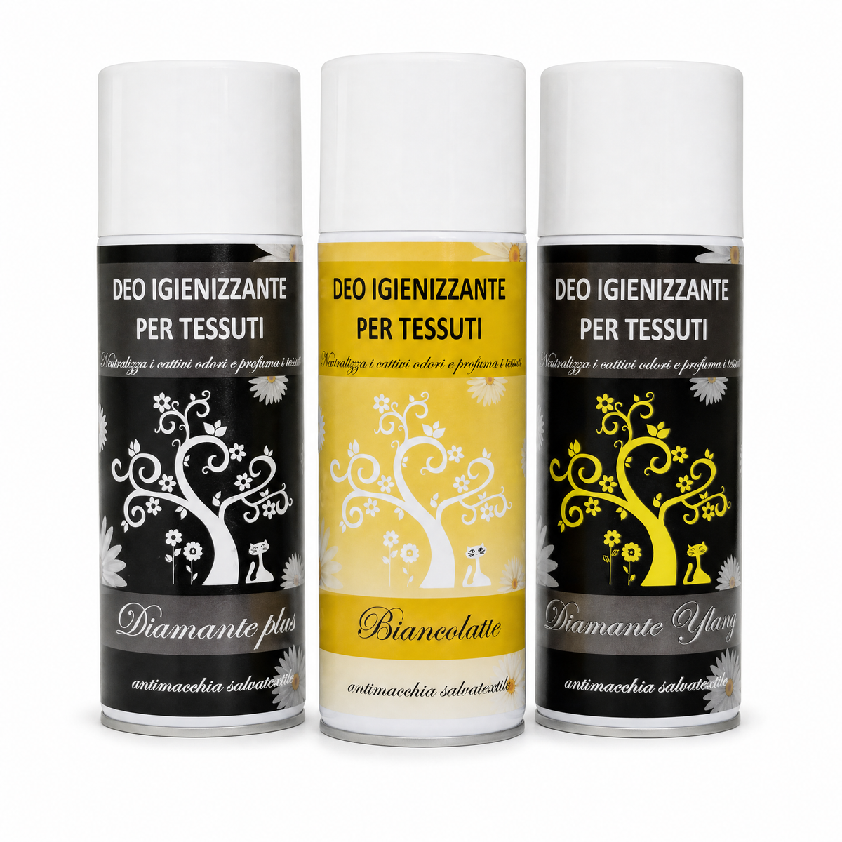 TRIS DEO TESSUTI – DIAMANTE PLUS + BIANCOLATTE + DIAMANTE YELLOW