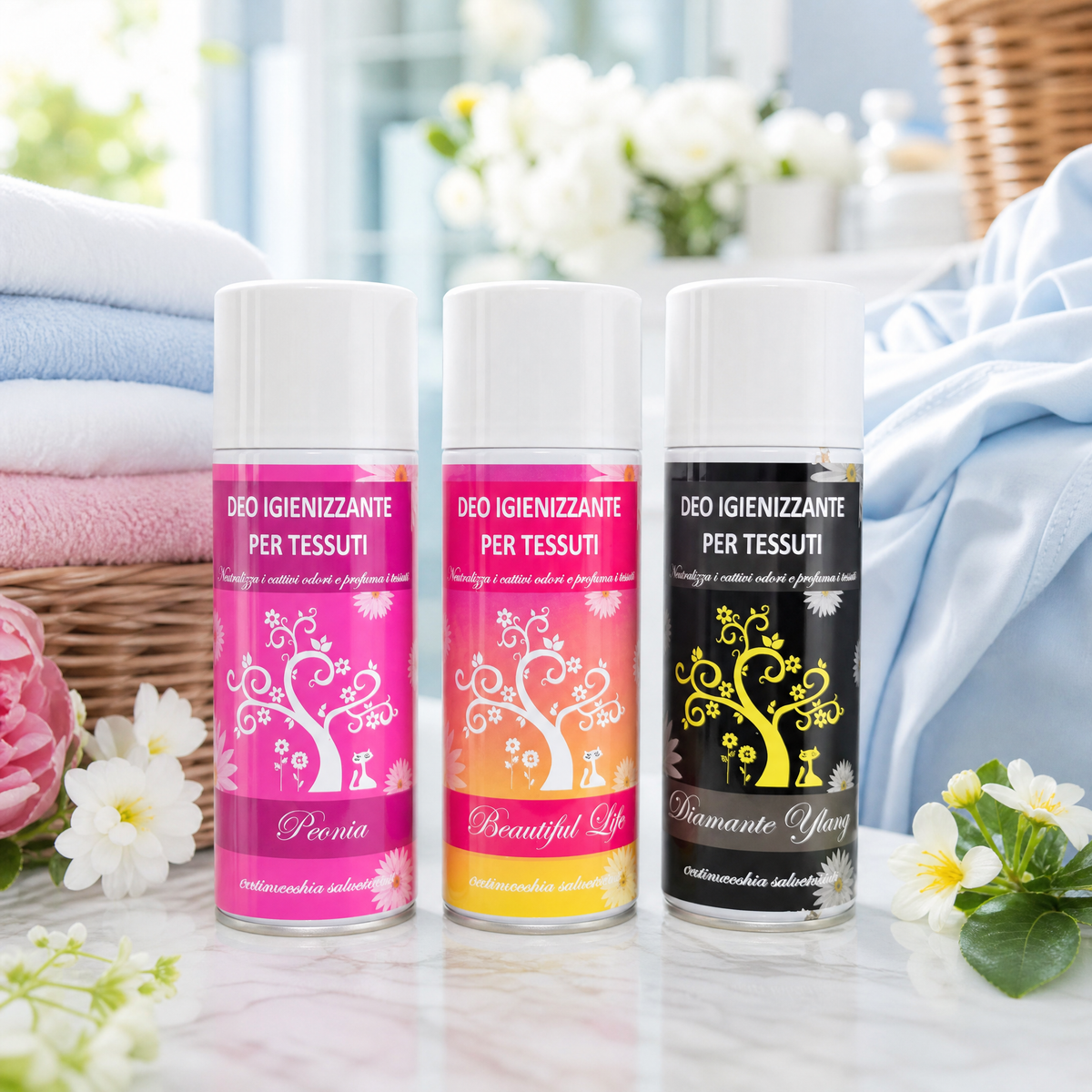 TRIS DEO TESSUTI – PEONIA + BEAUTIFUL LIFE + DIAMANTE YLANG