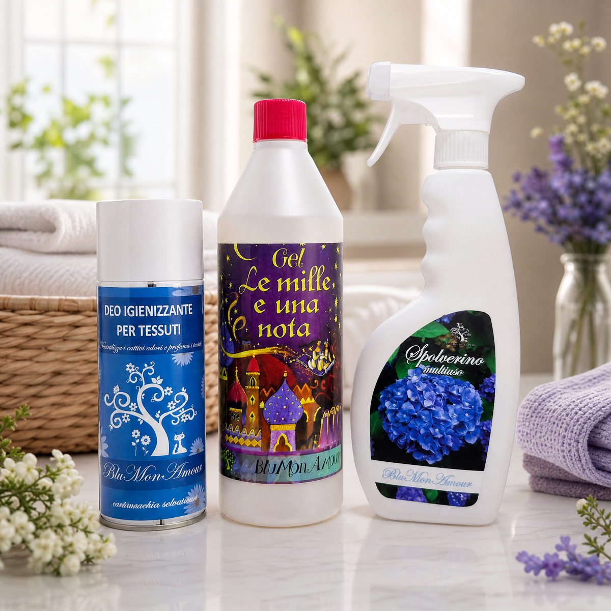 Tris Casa Profumato – Blu Mon Amour | Gel + Spolverino + Spray Tessuti