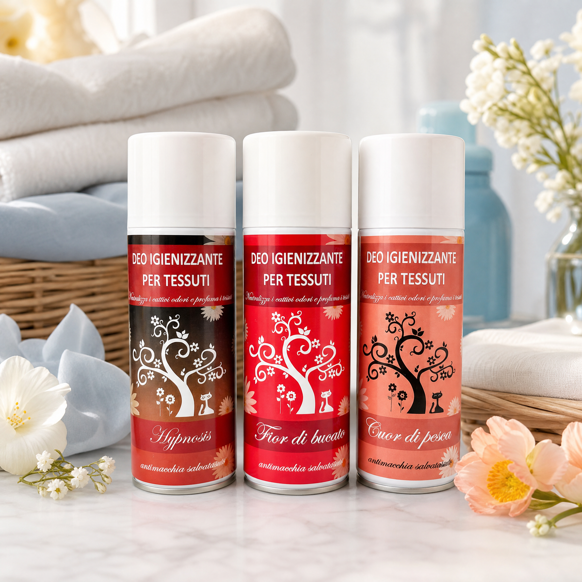 TRIS DEO TESSUTI – HYPNOSSIS + FIOR DI BUCATO + CUOR DI PESCA