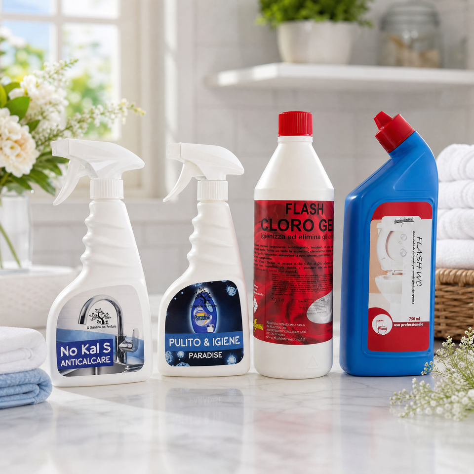 Kit Pulizia Bagno Completo – 4 Prodotti Anticalcare e Igienizzanti