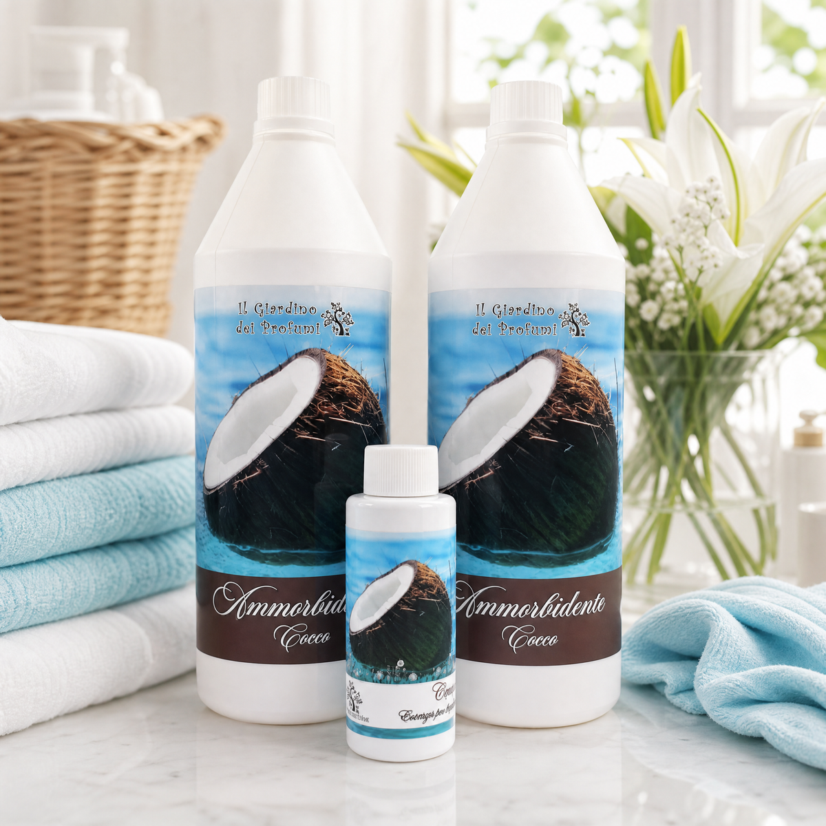 Set Bucato Plus Cocco – 2 Ammorbidenti da 1 L + Essenza Bucato 100 ml