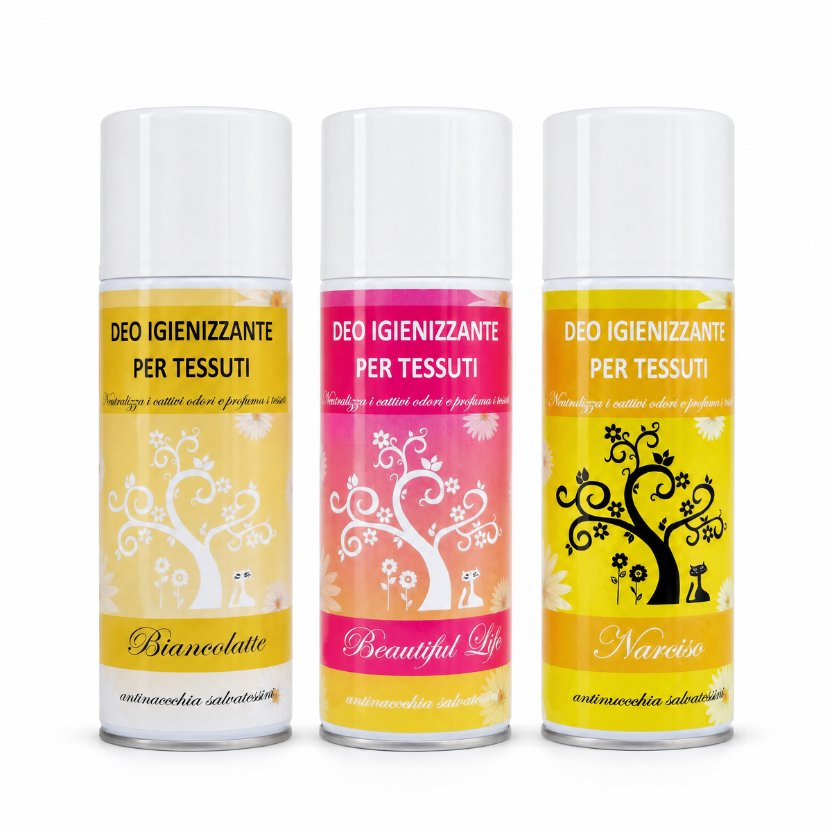 TRIS DEO TESSUTI – BIANCOLATTE  + BEAUTIFUL LIFE + NARCISO