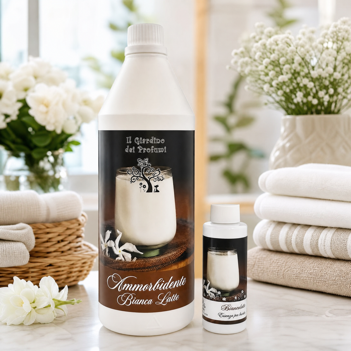 Set Bianco Latte – Ammorbidente Concentrato 1 L + Essenza Bucato 100 ml