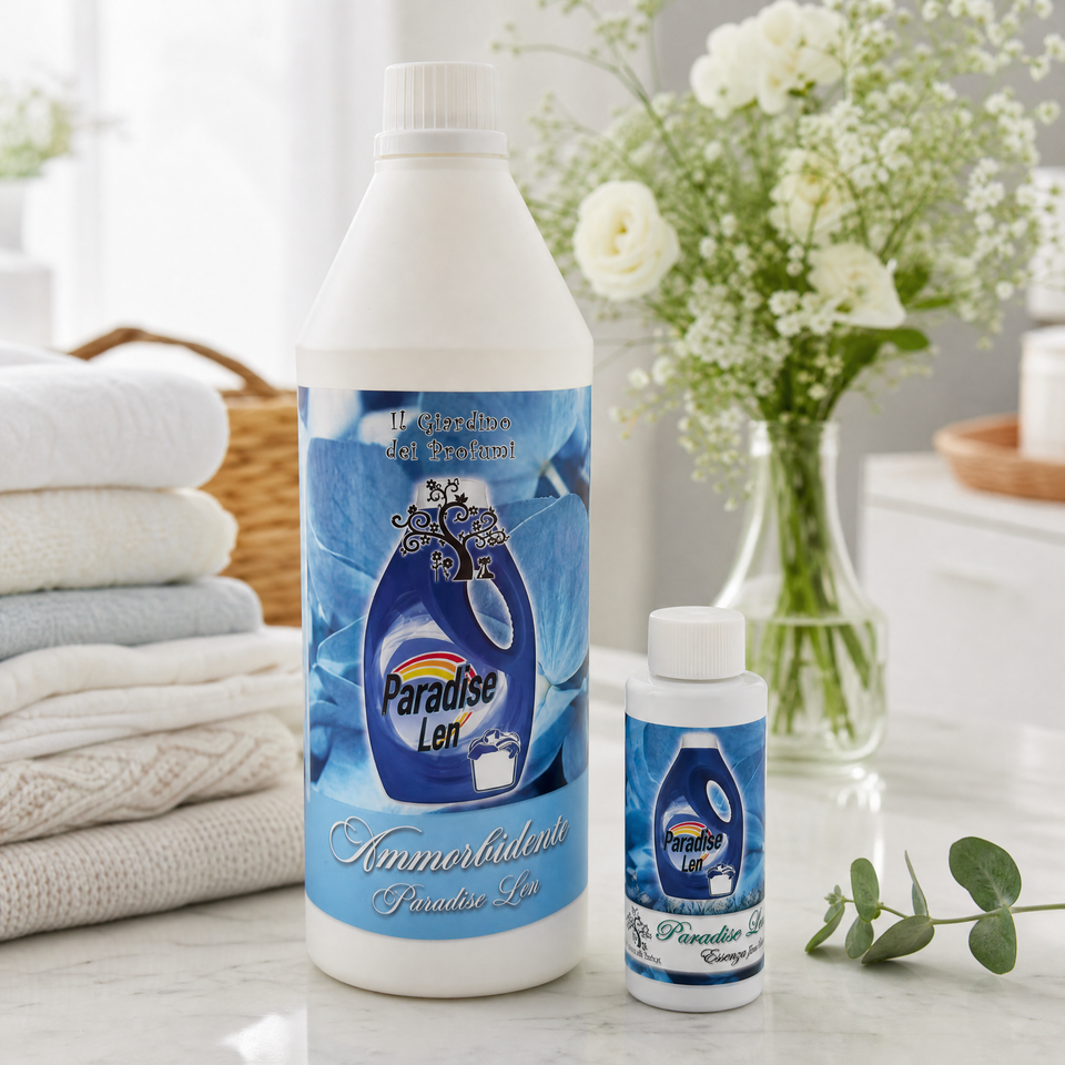 Set Paradise Len – Ammorbidente Concentrato 1 L + Essenza Bucato 100 ml