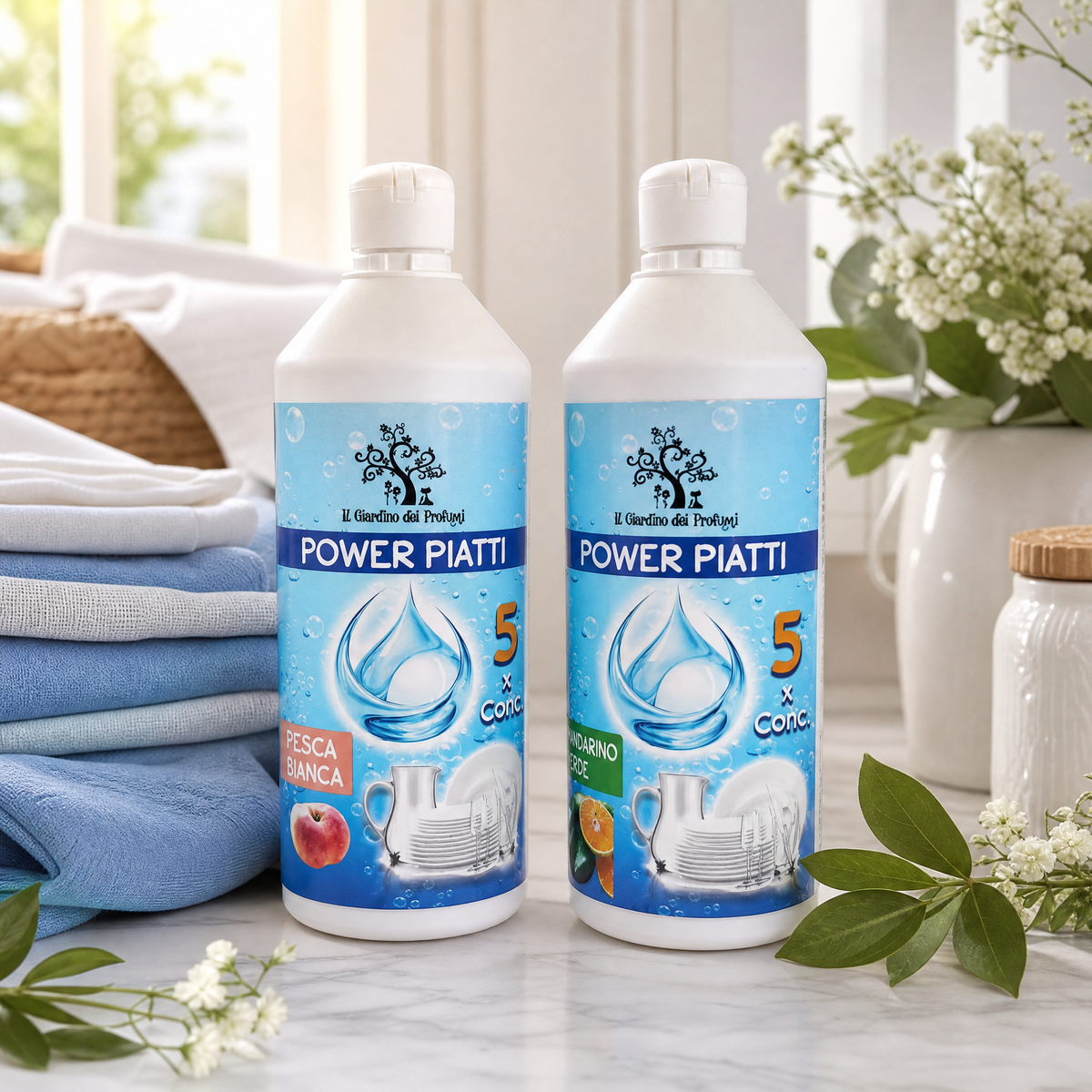 Set Power Piatti 2 × 750 ml – Mandarino Verde + Pesca Bianca