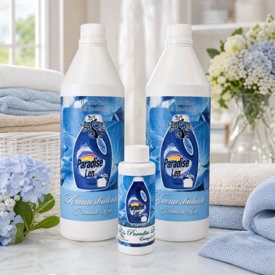 Set Bucato Plus Paradise Len – 2 Ammorbidenti da 1 L + Essenza Bucato 100 ml