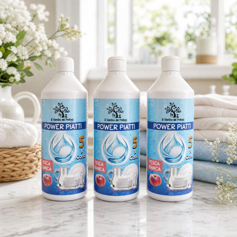 Tris Power Piatti Pesca 3 × 750 ml – Detergente Piatti Super Concentrato