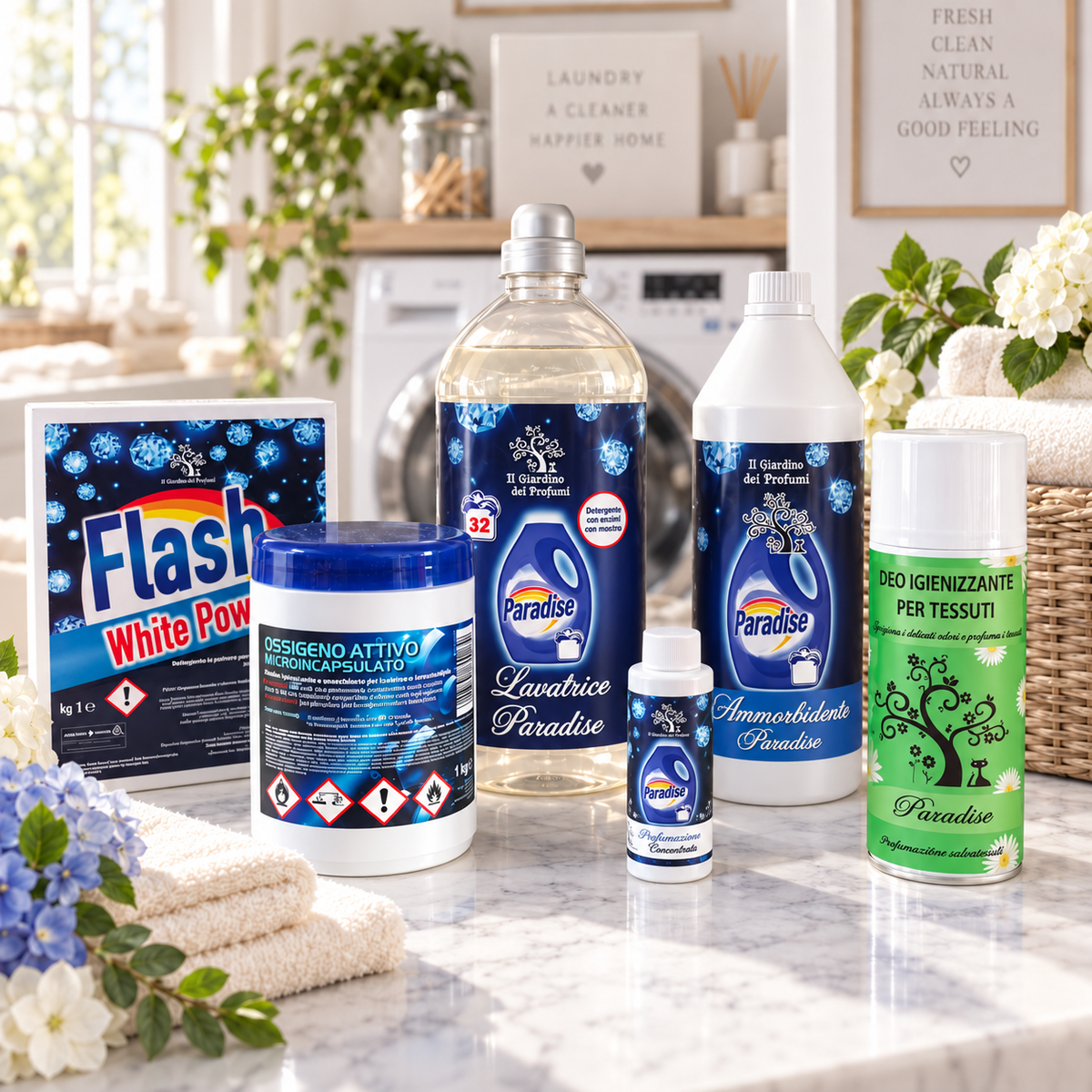 Box Bucato Splendente – Paradise | Kit Completo Lavaggio e Profumazione